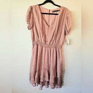 NWT Crystal Doll mauve XL Polka Dot Juniors? Dress